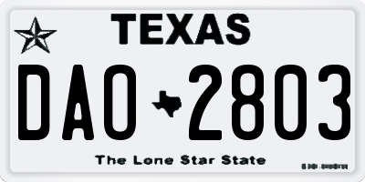 TX license plate DAO2803