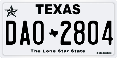 TX license plate DAO2804