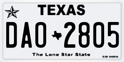 TX license plate DAO2805