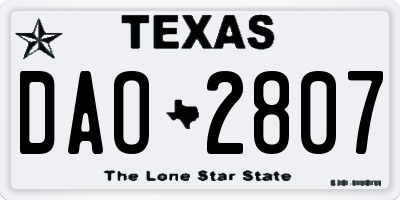TX license plate DAO2807