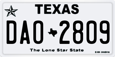 TX license plate DAO2809