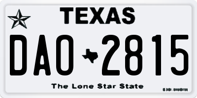 TX license plate DAO2815
