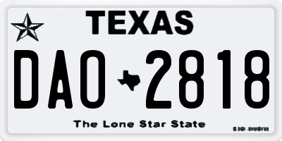 TX license plate DAO2818