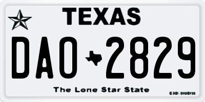 TX license plate DAO2829