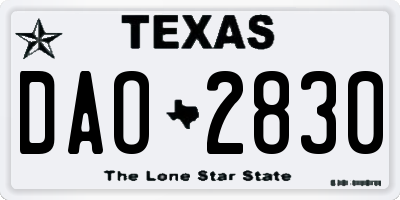 TX license plate DAO2830