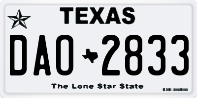 TX license plate DAO2833