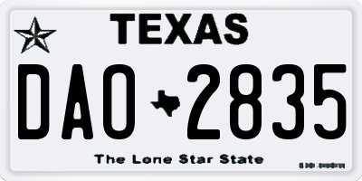 TX license plate DAO2835