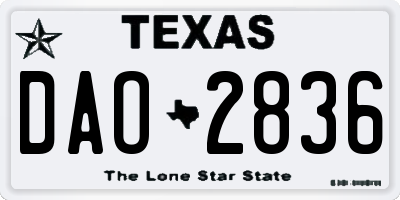 TX license plate DAO2836