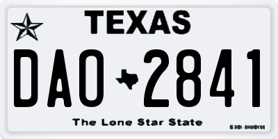 TX license plate DAO2841