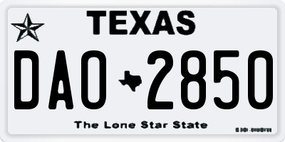 TX license plate DAO2850