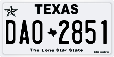 TX license plate DAO2851