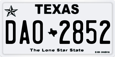TX license plate DAO2852
