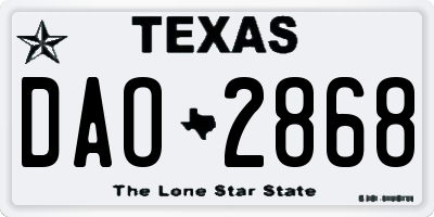 TX license plate DAO2868