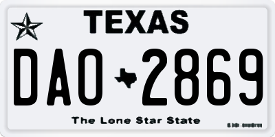 TX license plate DAO2869