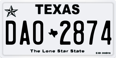 TX license plate DAO2874