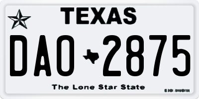 TX license plate DAO2875