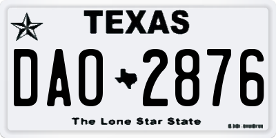 TX license plate DAO2876