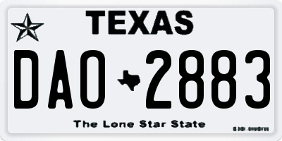 TX license plate DAO2883