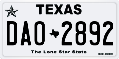 TX license plate DAO2892