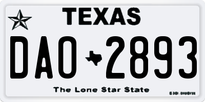 TX license plate DAO2893