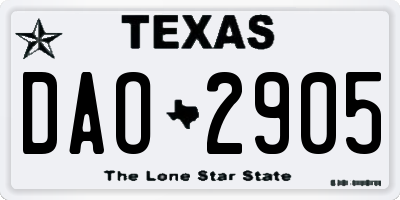 TX license plate DAO2905