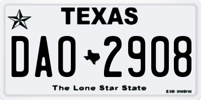 TX license plate DAO2908