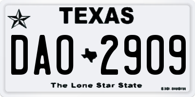 TX license plate DAO2909