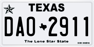 TX license plate DAO2911