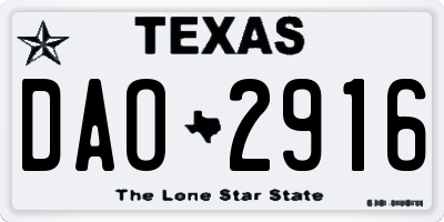 TX license plate DAO2916