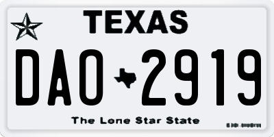 TX license plate DAO2919