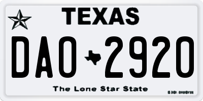 TX license plate DAO2920