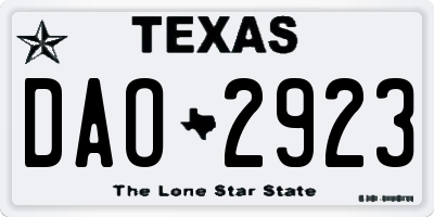 TX license plate DAO2923