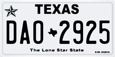 TX license plate DAO2925