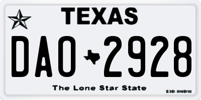 TX license plate DAO2928
