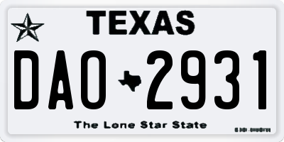 TX license plate DAO2931