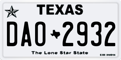 TX license plate DAO2932