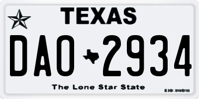 TX license plate DAO2934