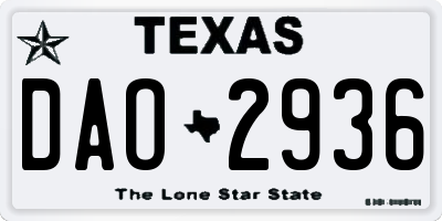 TX license plate DAO2936