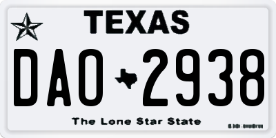 TX license plate DAO2938