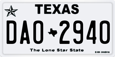 TX license plate DAO2940