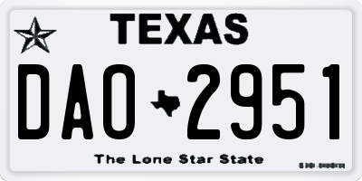 TX license plate DAO2951