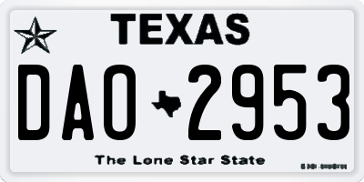 TX license plate DAO2953
