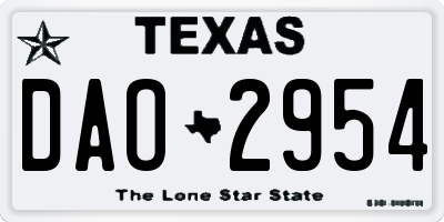 TX license plate DAO2954