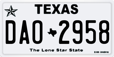 TX license plate DAO2958