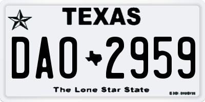 TX license plate DAO2959