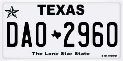 TX license plate DAO2960
