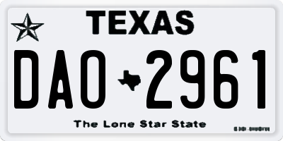 TX license plate DAO2961