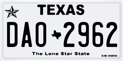 TX license plate DAO2962
