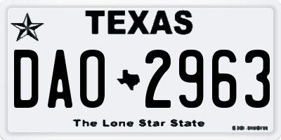 TX license plate DAO2963