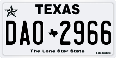 TX license plate DAO2966